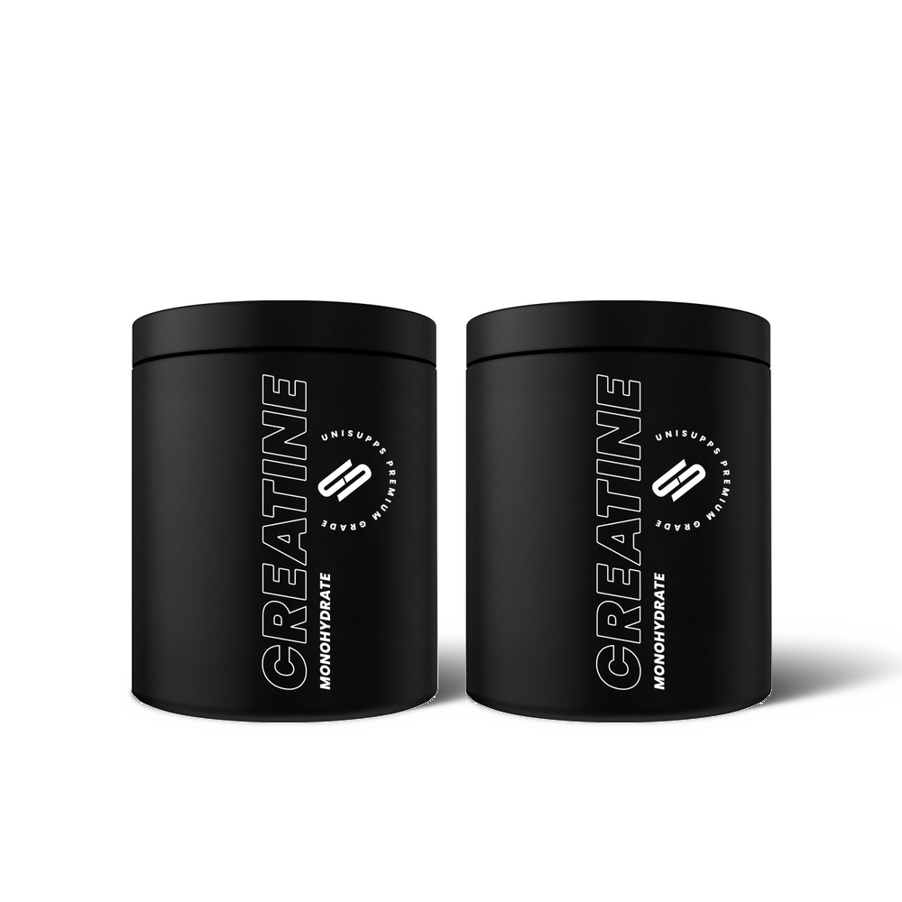 UNISUPPS Creatine Pure Bundle zwei Dosen je 500 g auf weissem Hintergrund