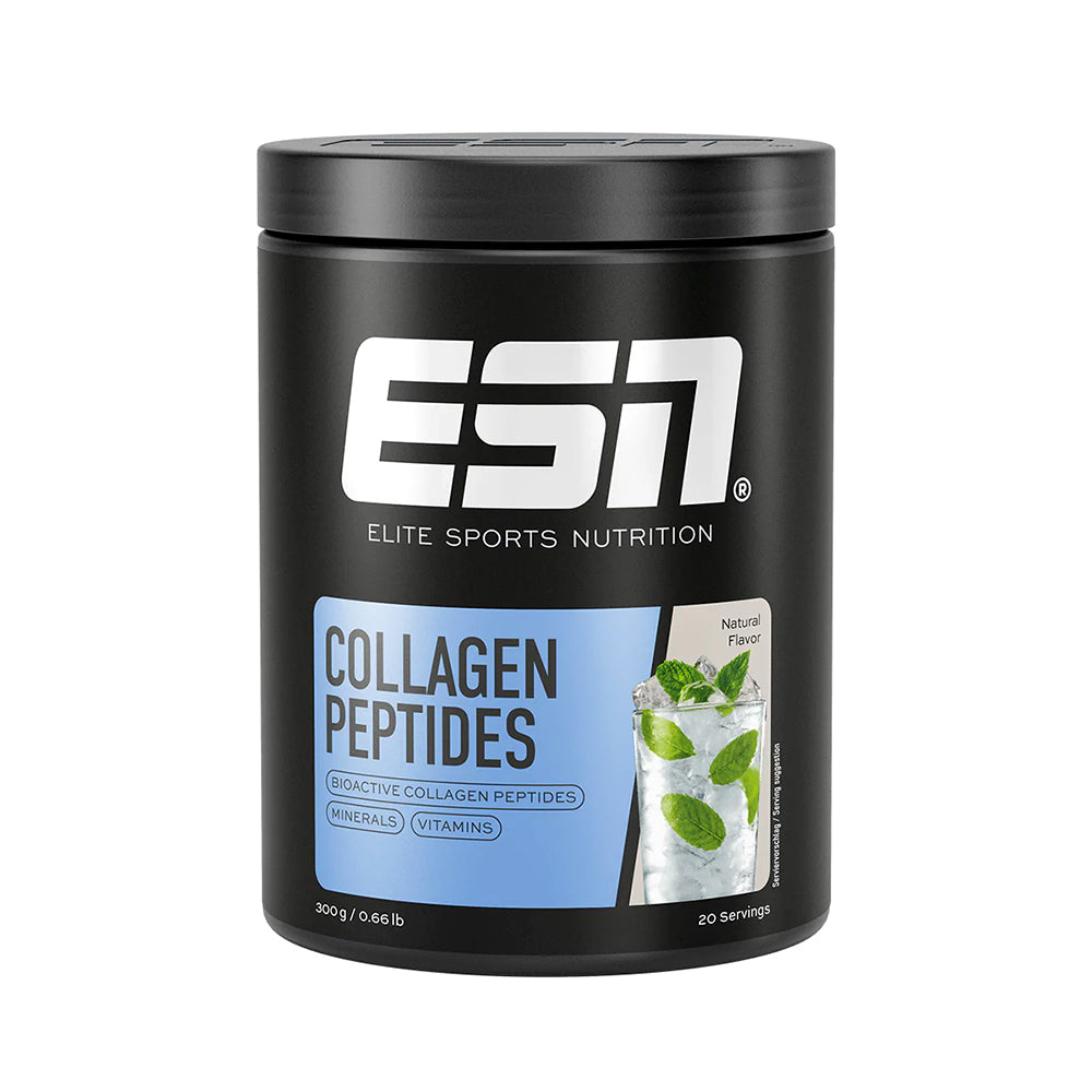 ESN Collagen Peptides 300g – Nährwerttabelle: 11g Protein, 12,5g Kollagen (5g TENDOFORTE + 5g FORTIGEL + 2,5g VERISOL)