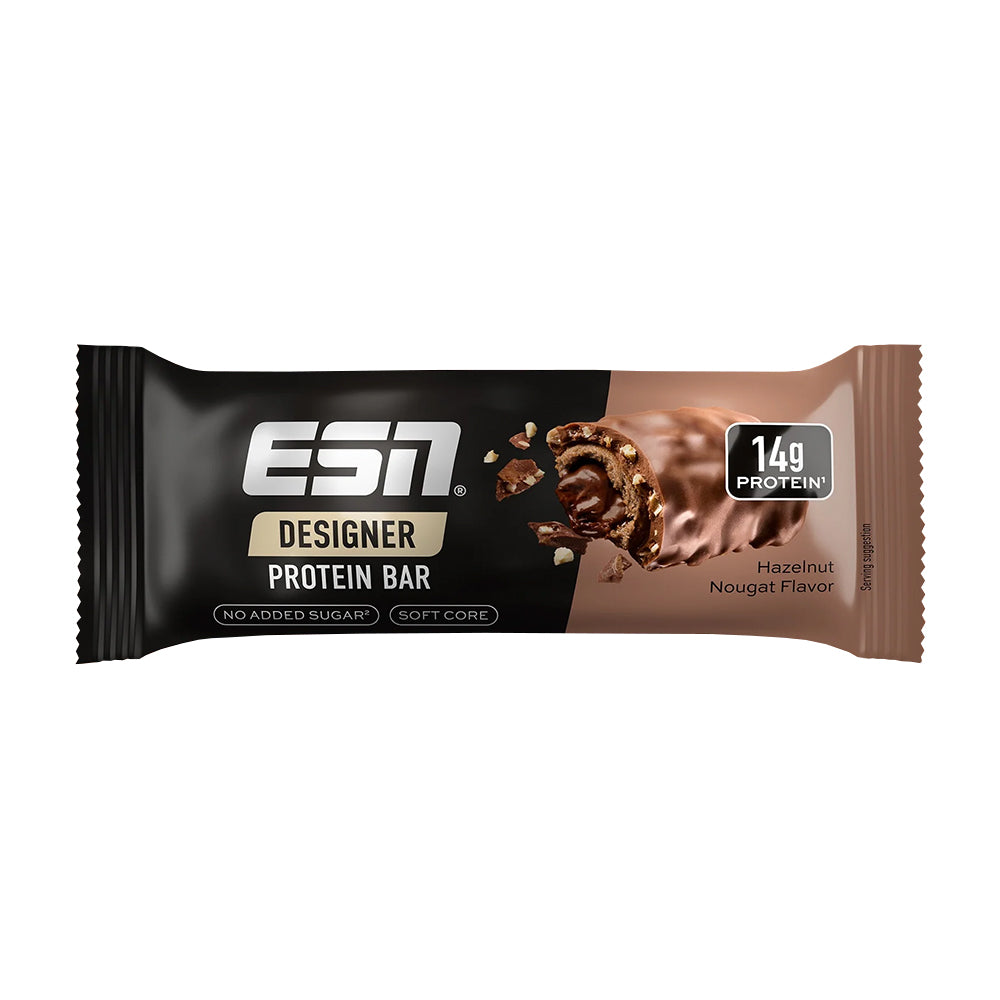 ESN Designer Bar 45g – Einzelriegel Hazelnut Nougat, 13g Protein, ohne Zuckerzusatz, Soft-Core-Technologie