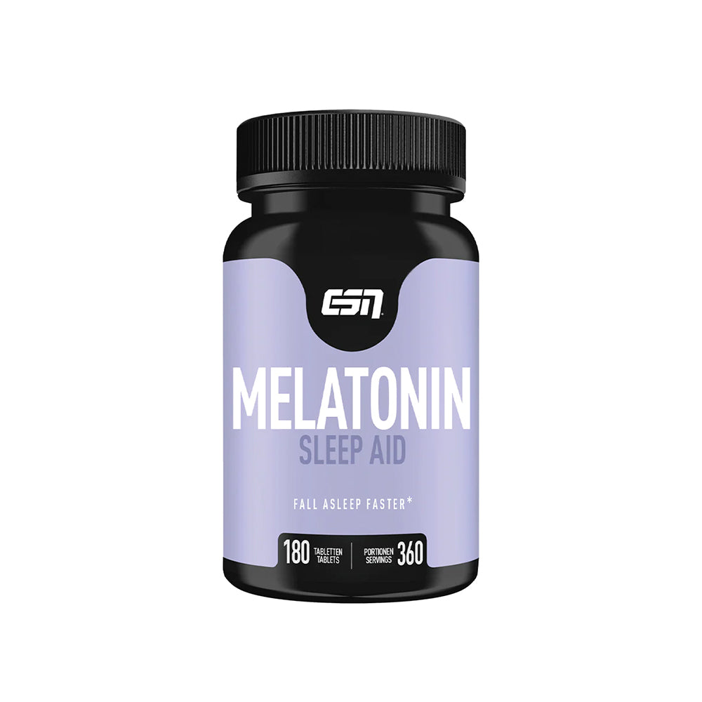 ESN Melatonin Sleep Aid 180 Tabletten Dose reines Melatonin Einschlafhilfe weisser Hintergrund