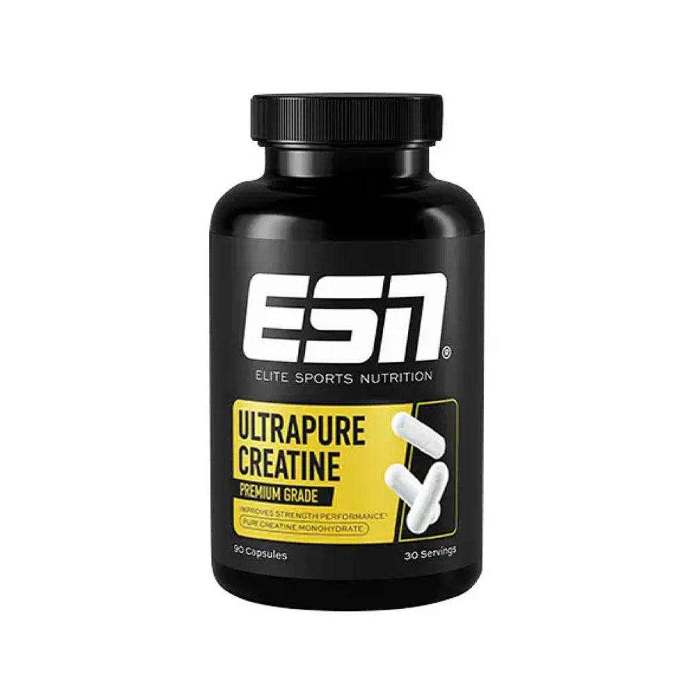 ESN Ultrapure Kreatin Kapseln 90 Caps Dose weisser Hintergrund Kreatin Monohydrat