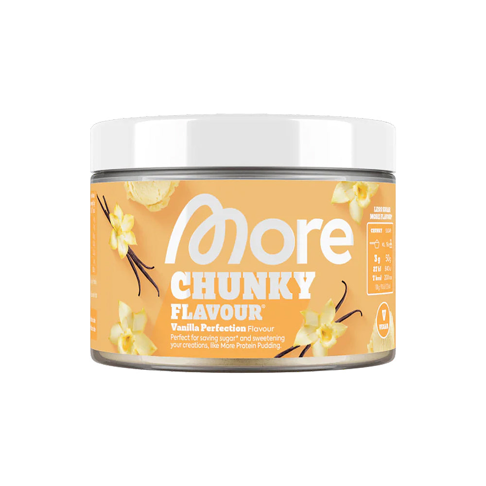 More Chunky Flavour 150g Yoghurt – Geschmackspulver zum Zuckersparen, 7kcal pro 3g Portion, mit Inulin + Laktase, vegan