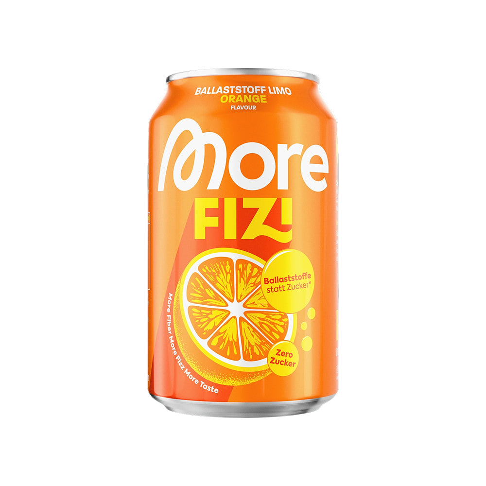 More Nutrition FIZI Ballaststoff Limo 330 ml Dose Orange weisser Hintergrund