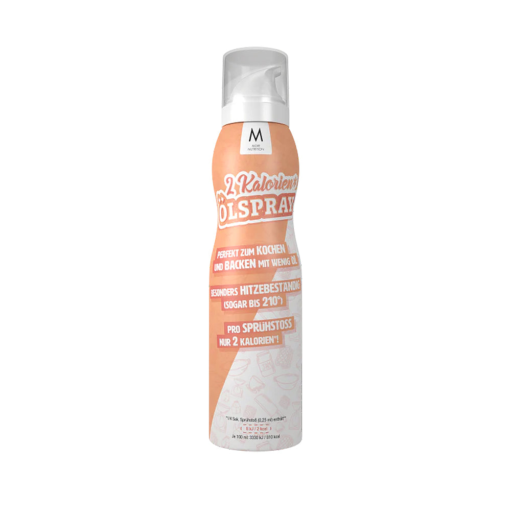 More 2 KCALS Ölspray 200ml – Kochspray auf Rapsölbasis, nur 2kcal pro Sprühstoß, hitzebeständig bis 210°C, Bag-on-Valve, vegan