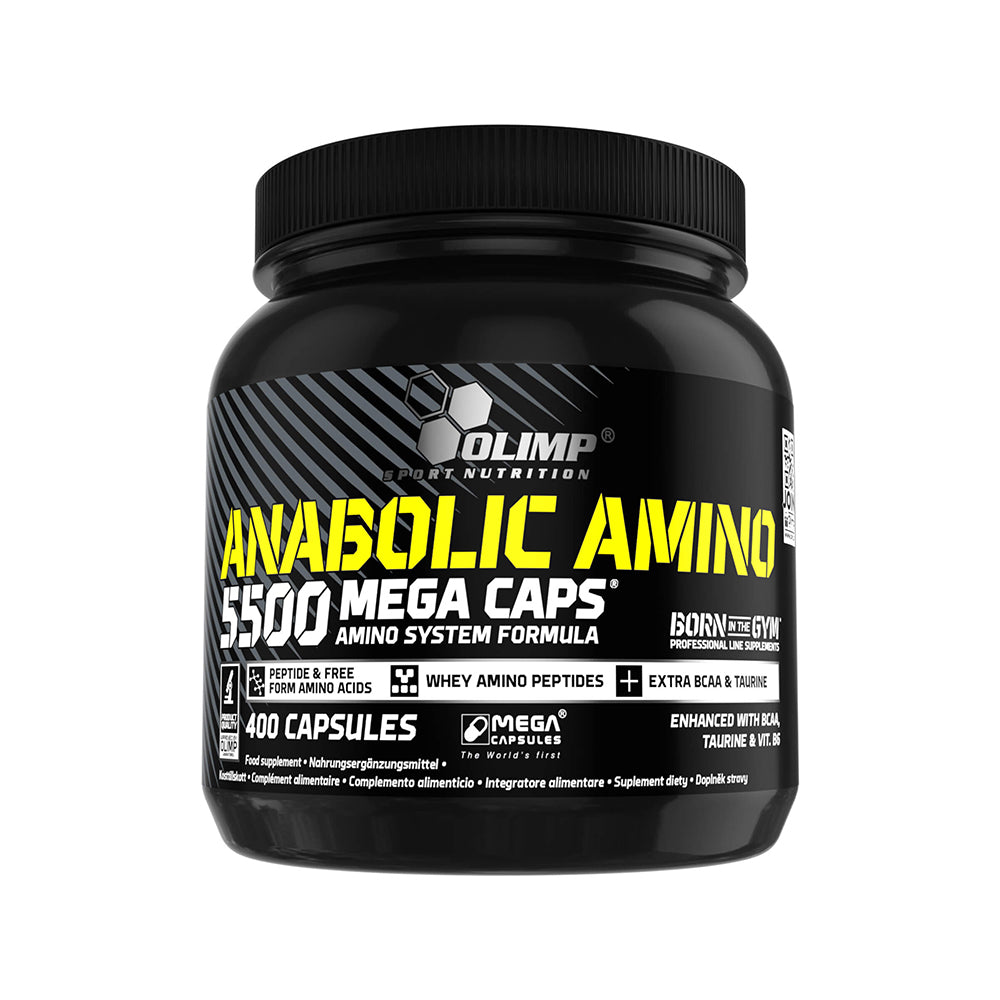 Olimp Anabolic Amino 5500 Mega Caps 400 Kapseln Dose weisser Hintergrund Aminosäuren Komplex