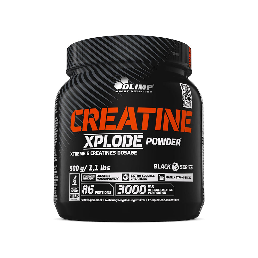 Olimp Creatine Xplode Powder 500g Dose – 6-fach Kreatin-Komplex, 3000 mg Kreatin pro Portion, weisser Hintergrund