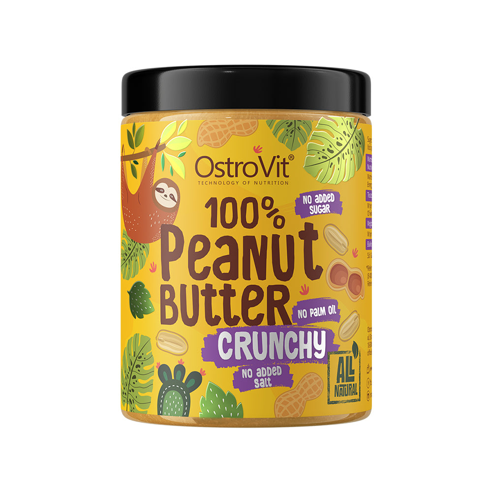 OstroVit 100% Erdnussbutter 1000g – 100% geröstete Erdnüsse, cruchny, ohne Zucker, ohne Salz, ohne Palmöl, 100% vegan