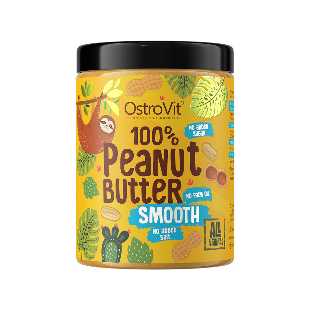 OstroVit 100% Erdnussbutter 1000g – 100% geröstete Erdnüsse, ohne Zucker, smooth, ohne Salz, ohne Palmöl, 100% vegan