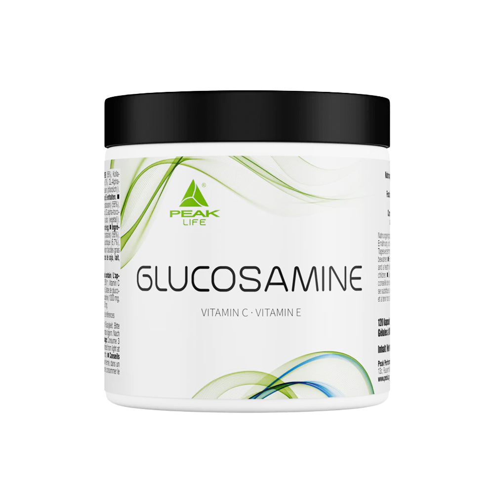 Peak Glucosamin 120 Kapseln – Frontansicht der Dose auf weissem Hintergrund