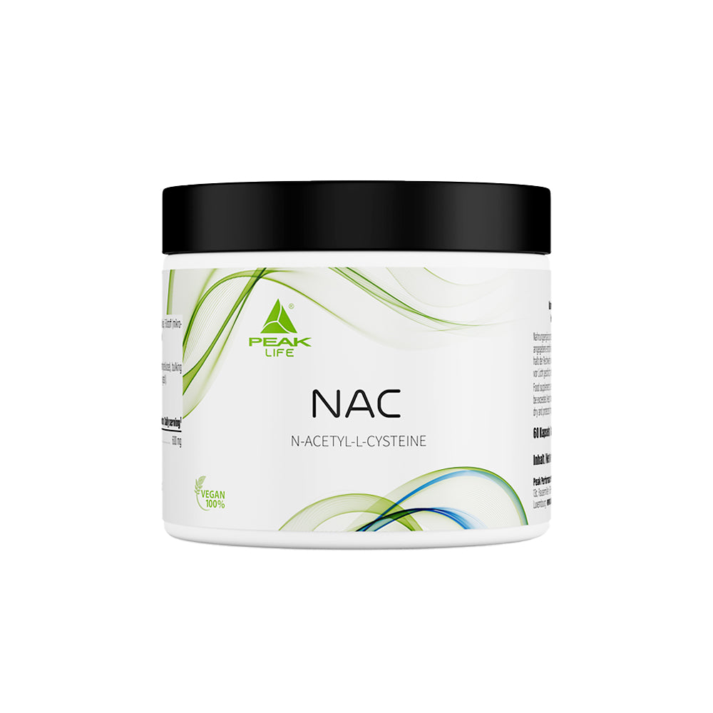 Peak NAC 60 Kapseln – Frontansicht der Dose auf weissem Hintergrund