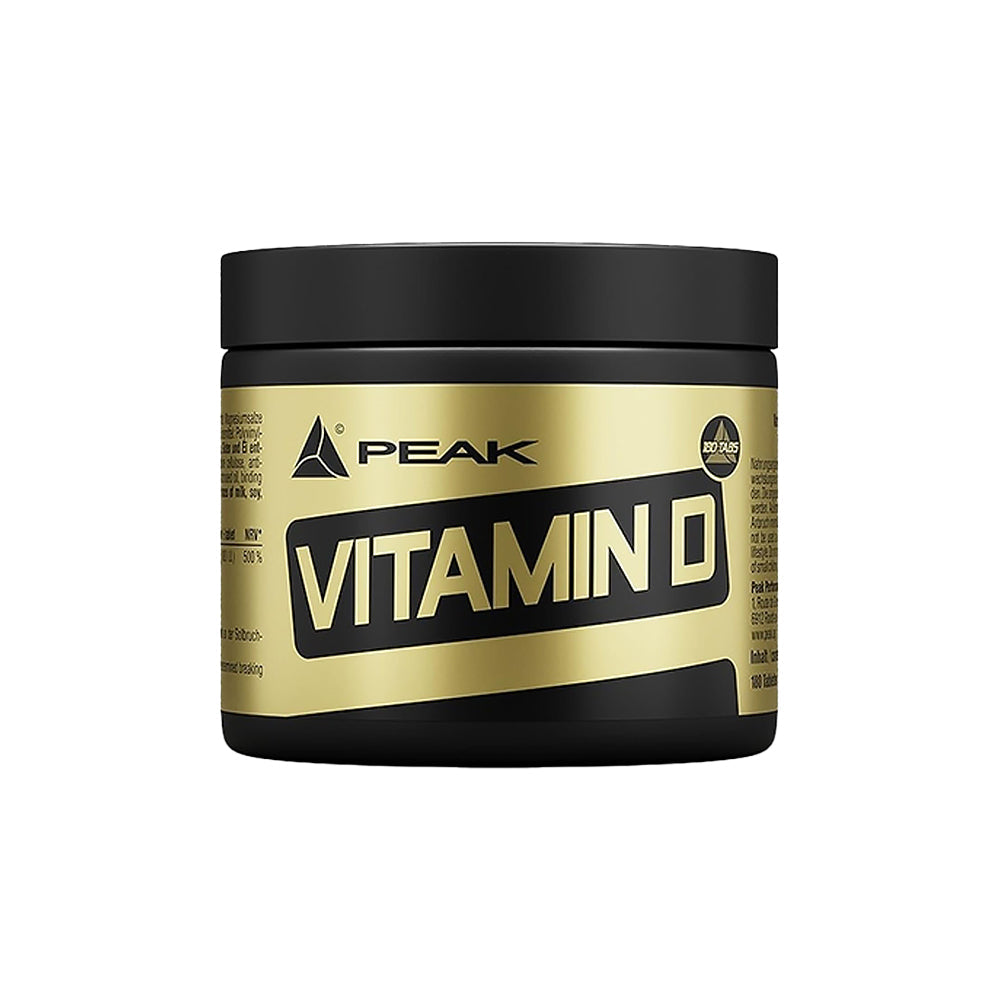 Peak Vitamin D 180 Tabletten Dose Cholecalciferol 25 µg 1000 IU vegan weisser Hintergrund
