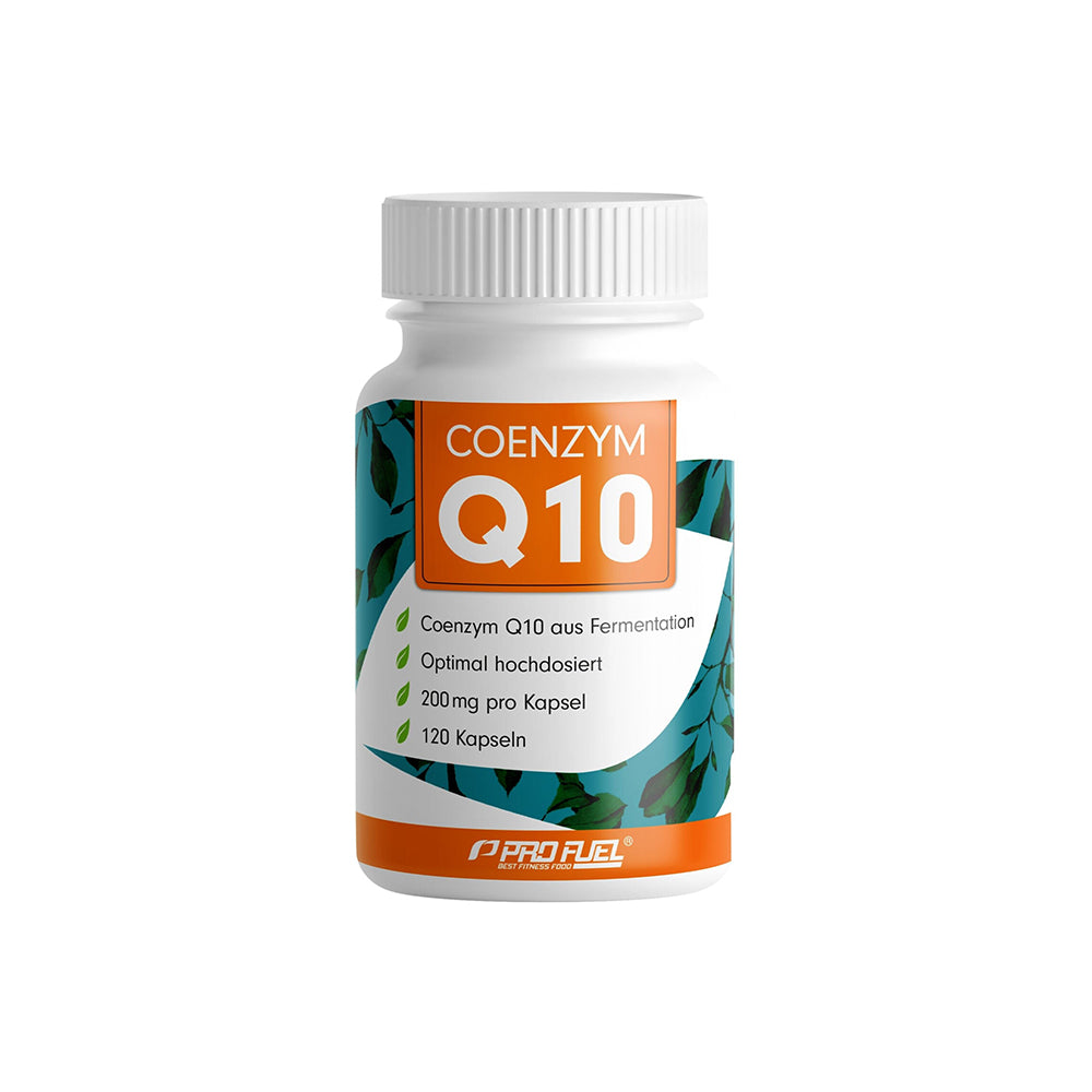 ProFuel Coenzym Q10 120 Kapseln Dose 200mg Ubichinon vegan Made in Germany weisser Hintergrund