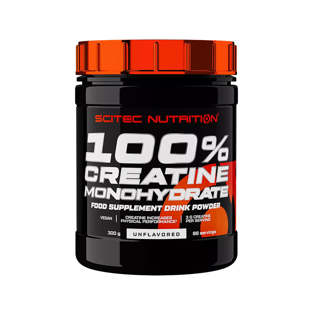 Scitec Nutrition 100% Creatine Monohydrate 300g Dose reines mikronisiertes Kreatin weisser Hintergrund