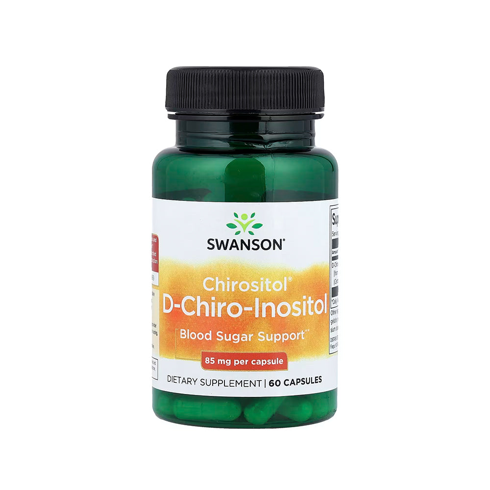 Swanson D-Chiro-Inositol 85mg 60 Kapseln Chirositol Carob-Extrakt weisser Hintergrund