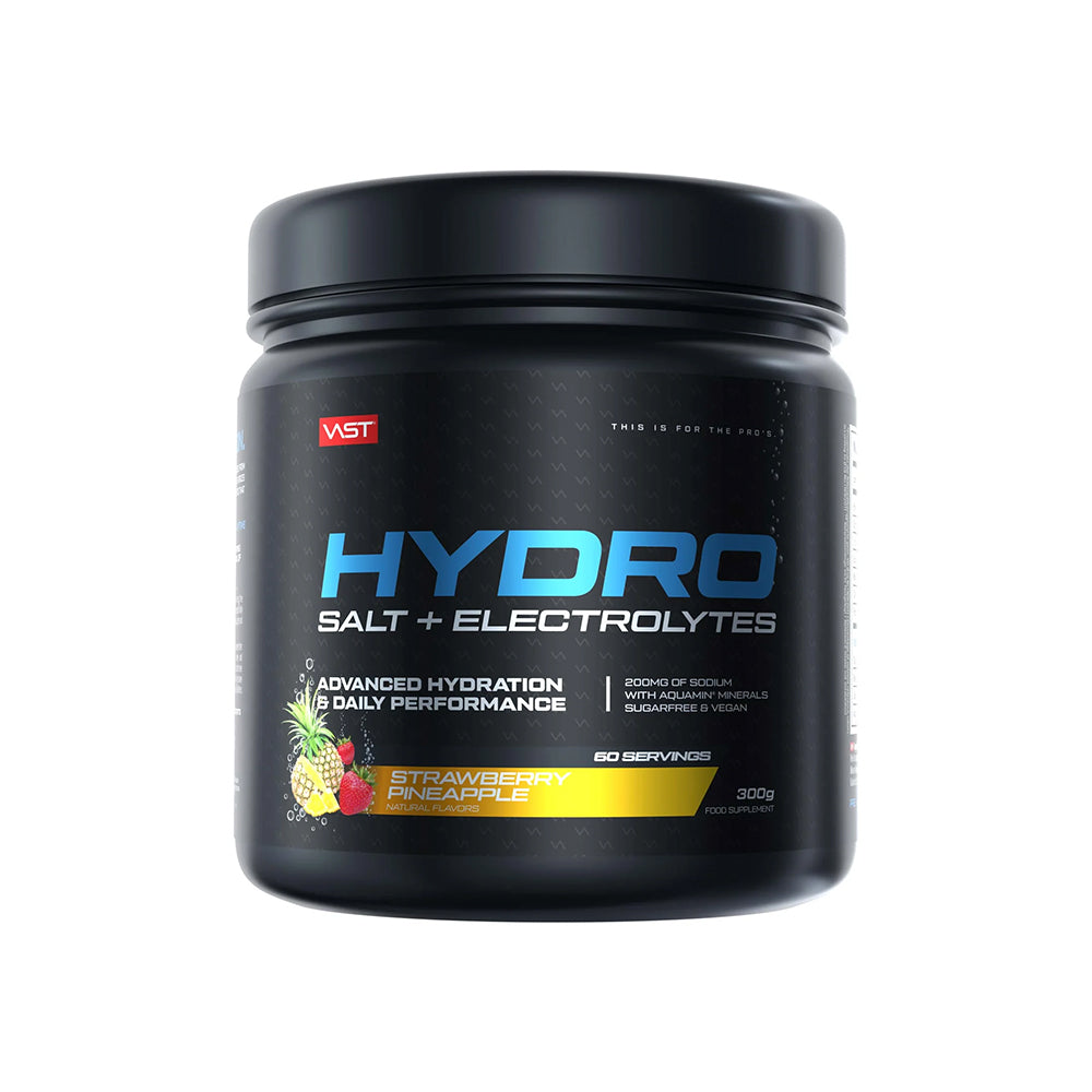 Vast Hydro Salt Electrolytes 300g Dose Strawberry Pineapple Elektrolytpulver weisser Hintergrund