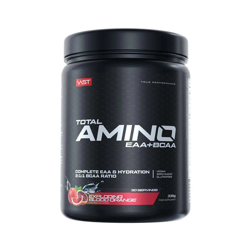Vast Total Amino EAA 363g Dose Exploding Orange vegane Aminosäuren weisser Hintergrund