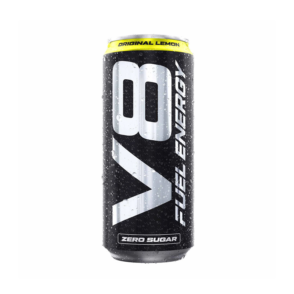 VAST V8 Fuel Energy Drink 500ml Dose Zero Sugar natuerliches Koffein Elektrolyte weisser Hintergrund