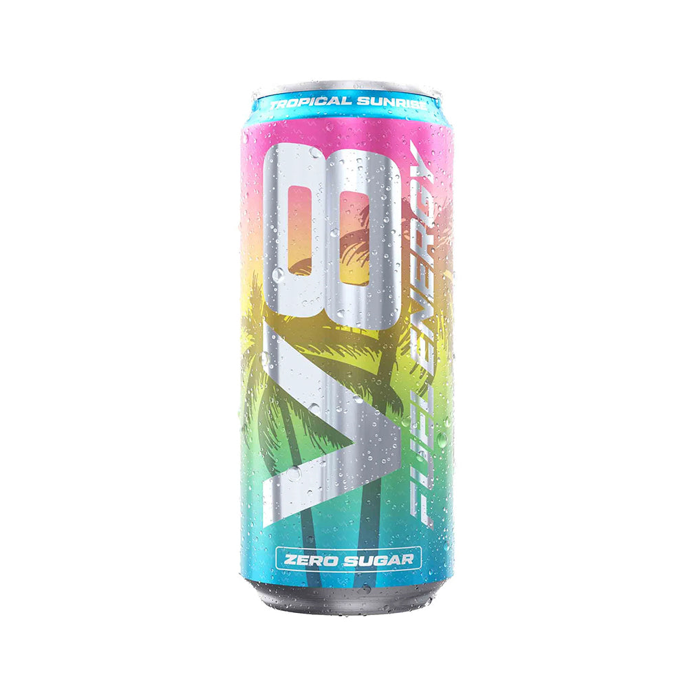 VAST V8 Fuel Energy Drink Tropical Sunrise 500ml Dose Zero Sugar natuerliches Koffein Elektrolyte weisser Hintergrund