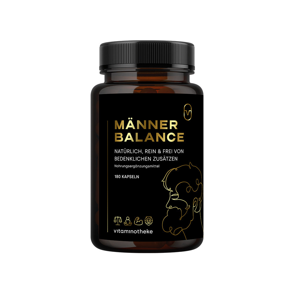 Vitaminotheke Männer Balance 180 Kapseln – Frontansicht der Verpackung auf weissem Hintergrund