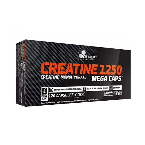 Olimp Creatine 1250 Mega Caps 120 Kapseln – Frontansicht der Verpackung auf weissem Hintergrund