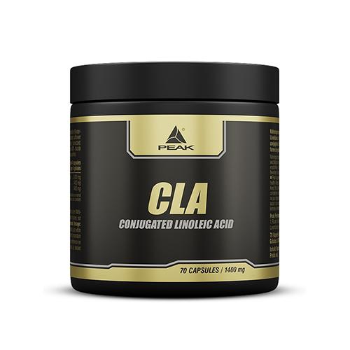 Peak CLA 70 Kapseln – Frontansicht der Dose auf weissem Hintergrund, 1400mg konjugierte Linolsäure