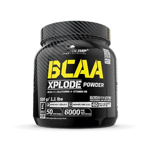 Olimp BCAA Xplode Powder 500g – Frontansicht der Verpackung (Geschmack nach Wahl) auf weissem Hintergrund