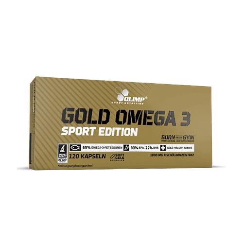 Olimp Gold Omega 3 Sport Edition 120 Kapseln – Frontansicht der Verpackung auf weissem Hintergrund