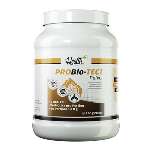 Health+ PROBio-TECT Pulver 480g – Frontansicht der Dose auf weissem Hintergrund, 5 Mrd. CFU Milchsäurebakterien
