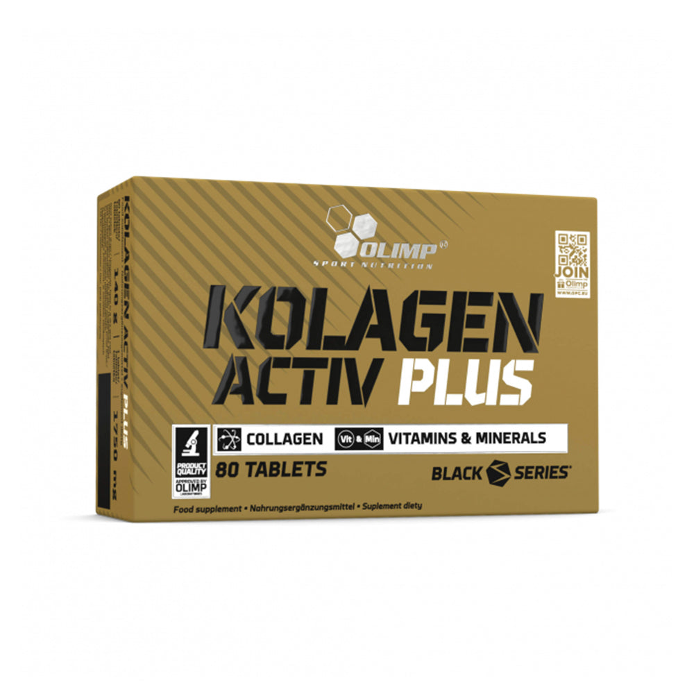 Olimp Kolagen Activ Plus Sport Edition 80 Tabletten – Frontansicht der Verpackung auf weissem Hintergrund