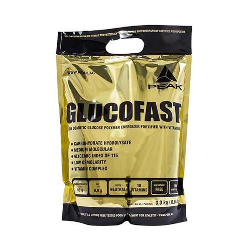 Peak Glucofast 3000g Beutel – Frontansicht auf weissem Hintergrund, Maltodextrin-Kohlenhydratpulver Natural