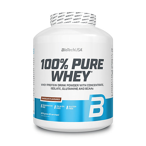 BioTechUSA 100% Pure Whey 2270g – Frontansicht der Verpackung auf weissem Hintergrund