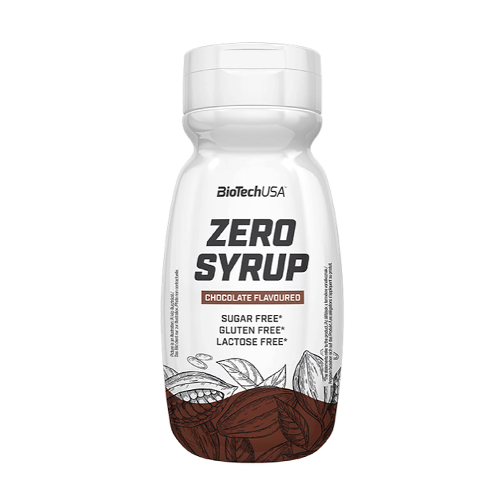 BioTechUSA Zero Syrup 320ml – Nährwerttabelle mit 8kcal/100ml und 0g Zucker, Süssungsmittel Erythrit + Maltit + Sucralose
